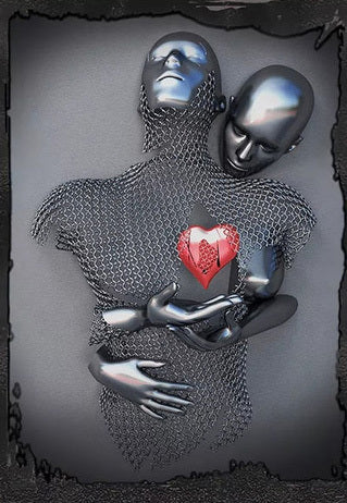 Abstract Metal Body Canvas Wall Art – Modern Sculpture Poster for Home Decor