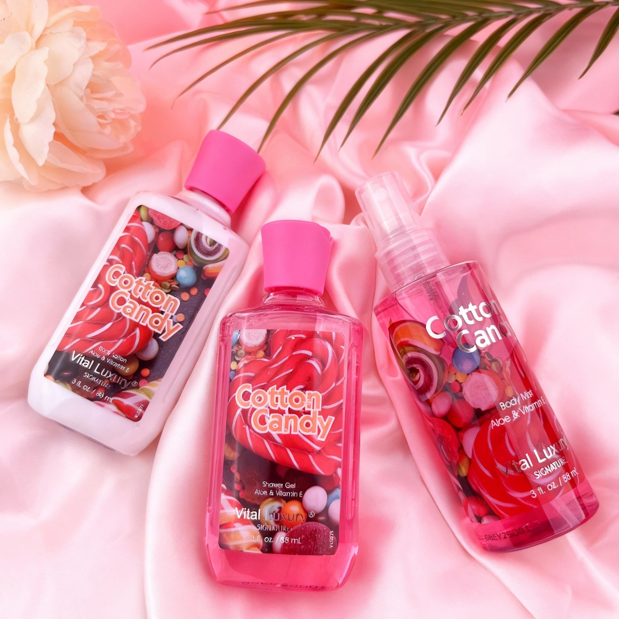 Cotton Candy Spa Gift Set – 3-Piece Body Care Travel Kit