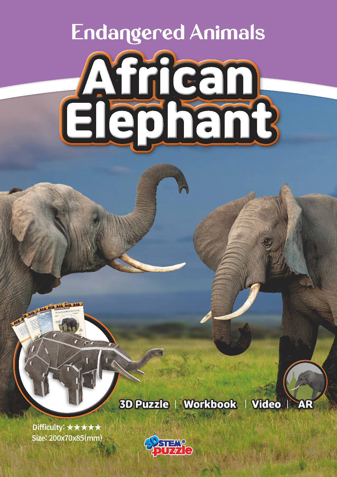 African Elephant 3D STEM Puzzle for Kids – Endangered Animals Educational Kit