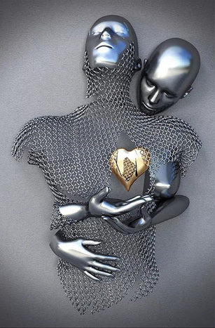 Abstract Metal Body Canvas Wall Art – Modern Sculpture Poster for Home Decor