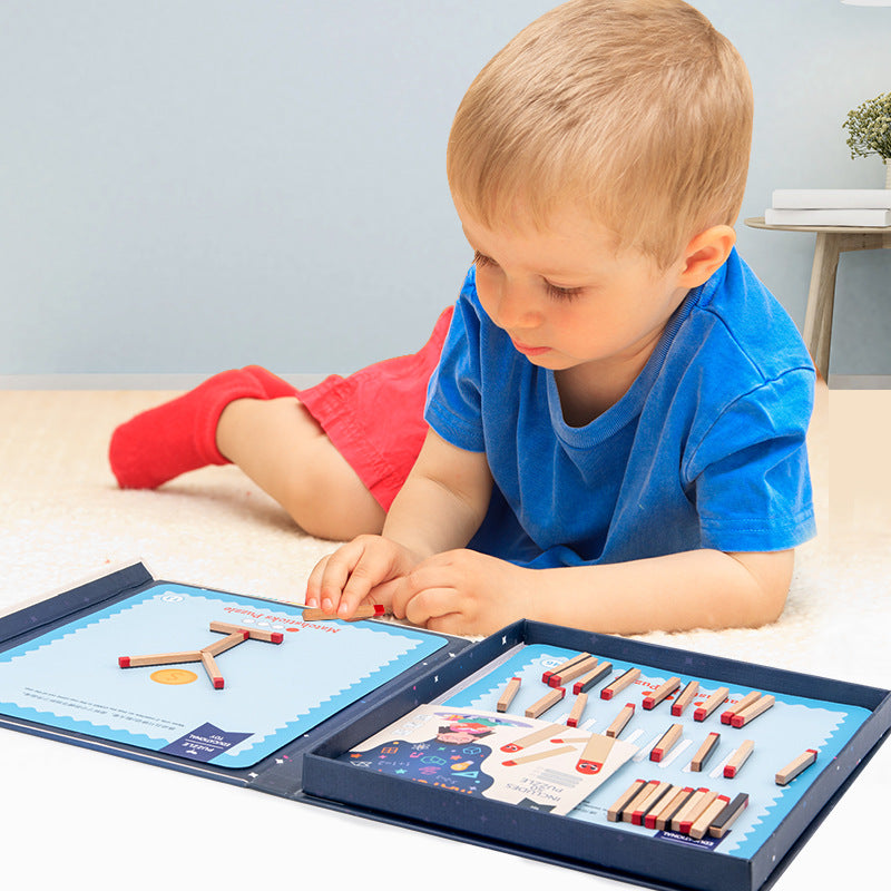 Montessori Matchstick Puzzle Game – Educational Thinking Brain Teaser Toy for Kids