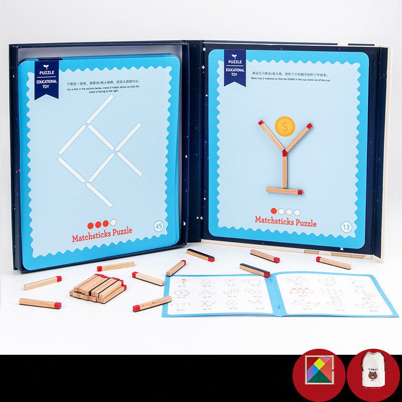 Montessori Matchstick Puzzle Game – Educational Thinking Brain Teaser Toy for Kids