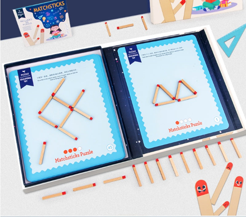 Montessori Matchstick Puzzle Game – Educational Thinking Brain Teaser Toy for Kids