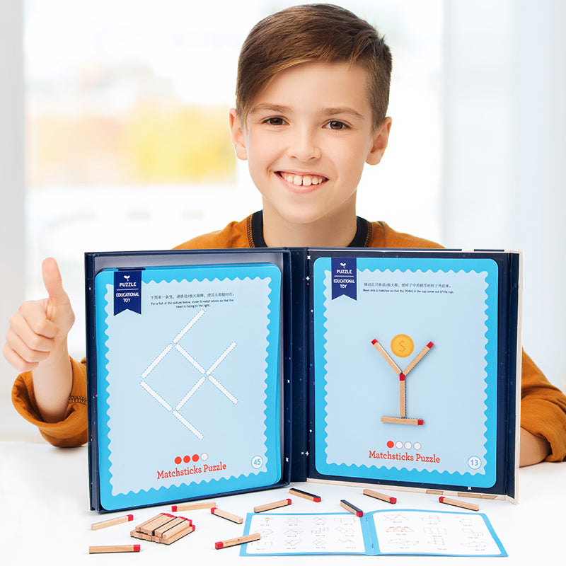 Montessori Matchstick Puzzle Game – Educational Thinking Brain Teaser Toy for Kids