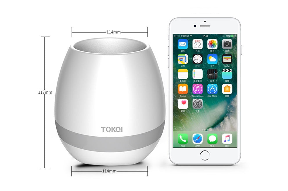 Plant Pot Bluetooth Speaker – Touch Sensor Music Flower Pot with LED Light