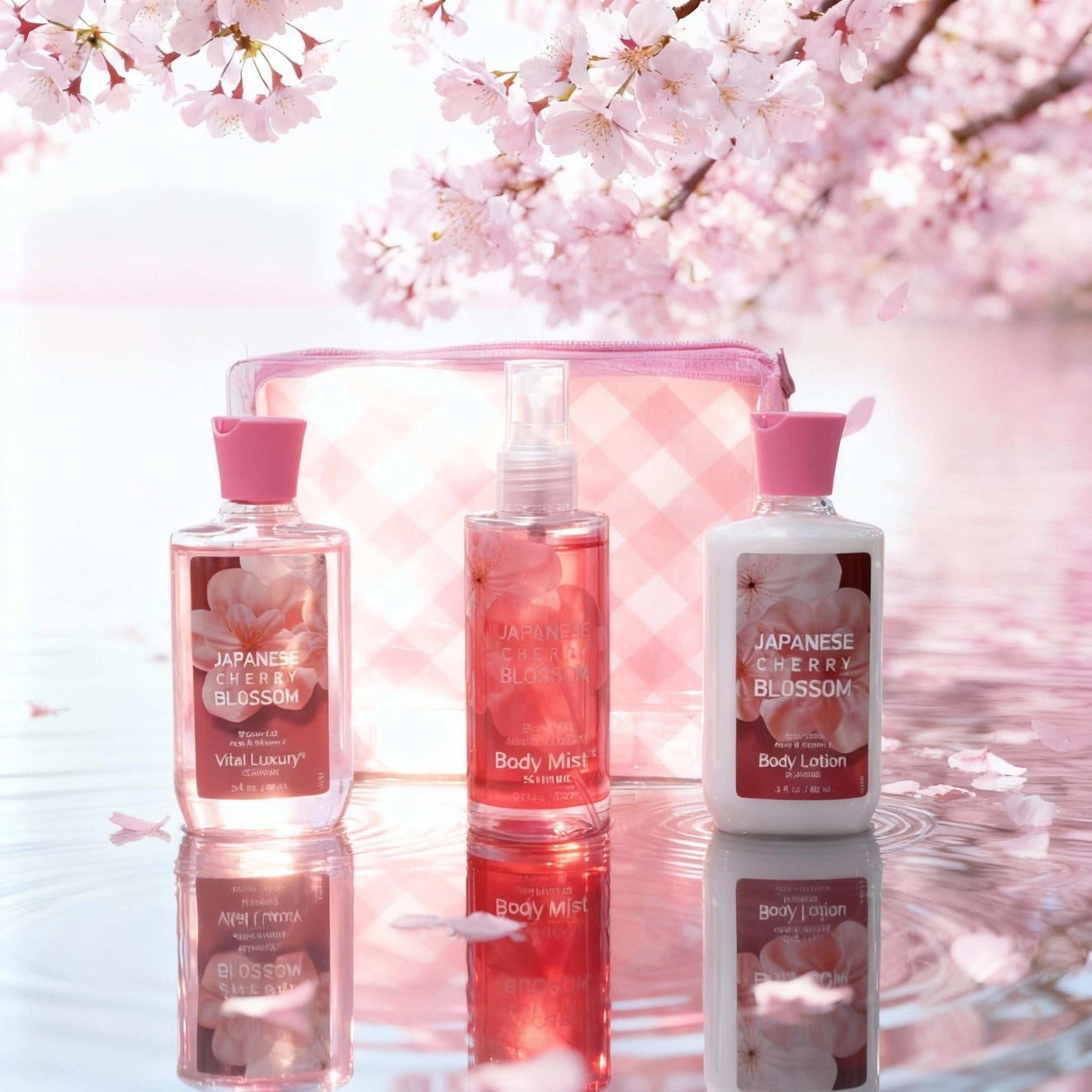 Cherry Blossom Spa Gift Set for Women – Shower Gel, Lotion & Body Mist