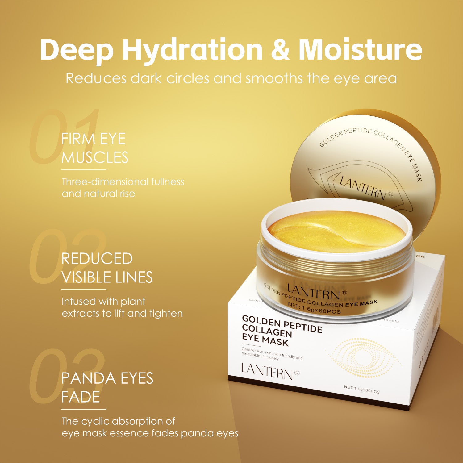 Collagen Golden Eye Patches – Hydrating Under Eye Mask (36 Pairs)