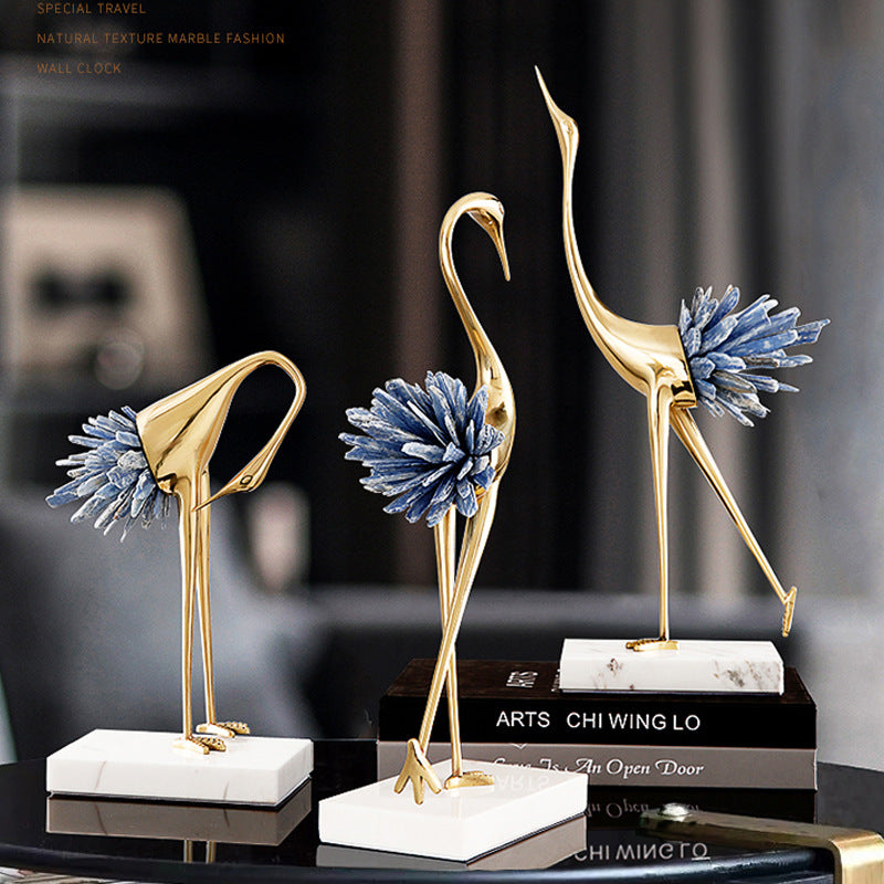 Luxury Crystal Crane Statue – Modern Bird Sculpture Home Decor