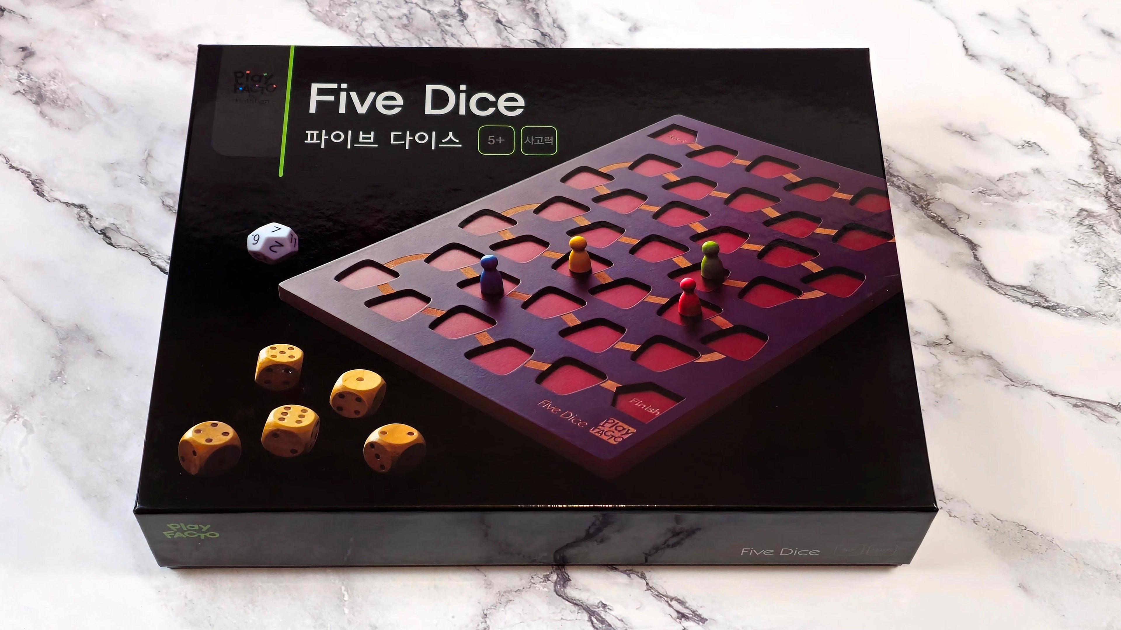 Five Dice Educational Board Game with Wooden Dice for Kids Ages 5+ | PlayFACTO
