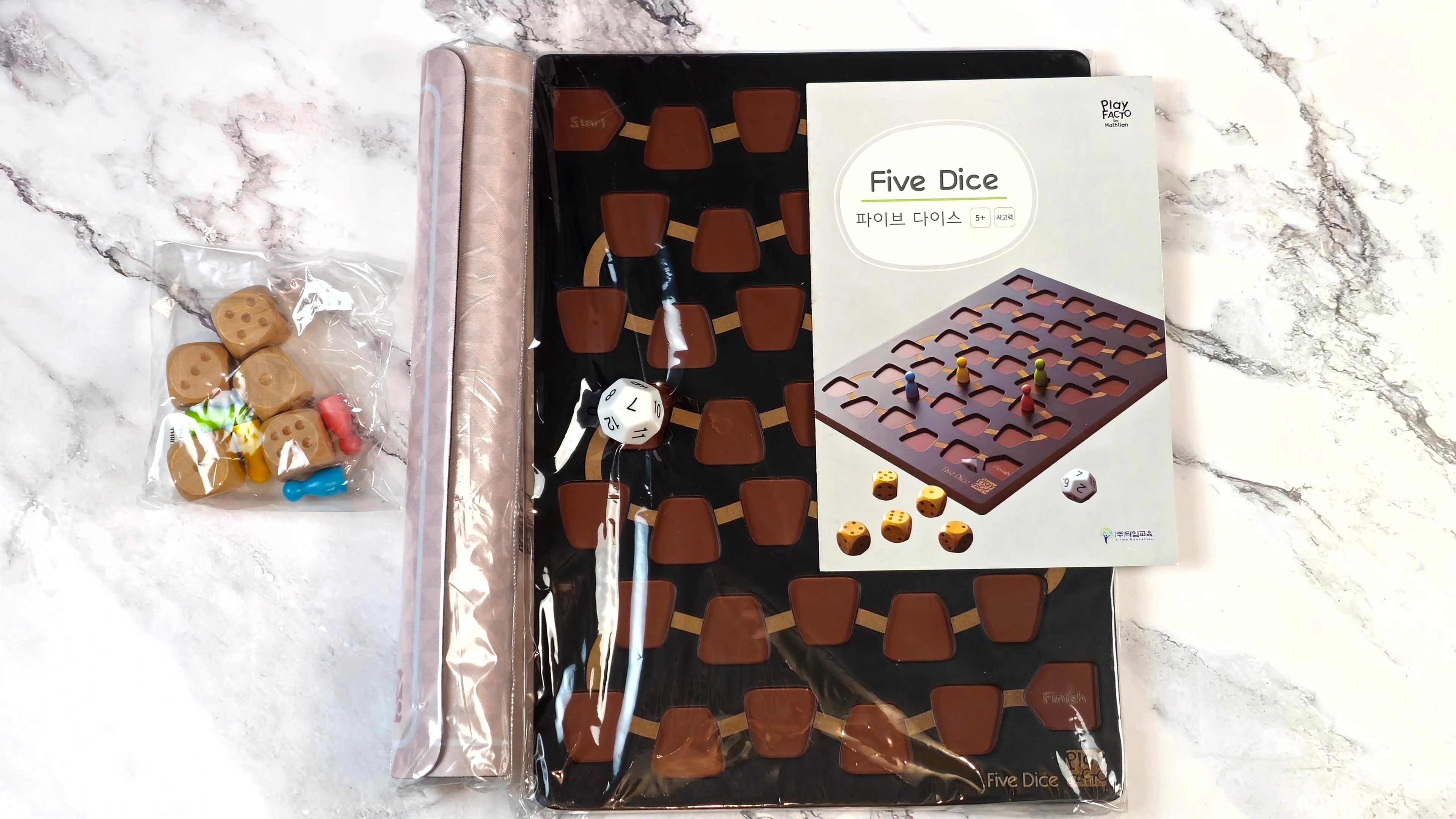 Five Dice Educational Board Game with Wooden Dice for Kids Ages 5+ | PlayFACTO