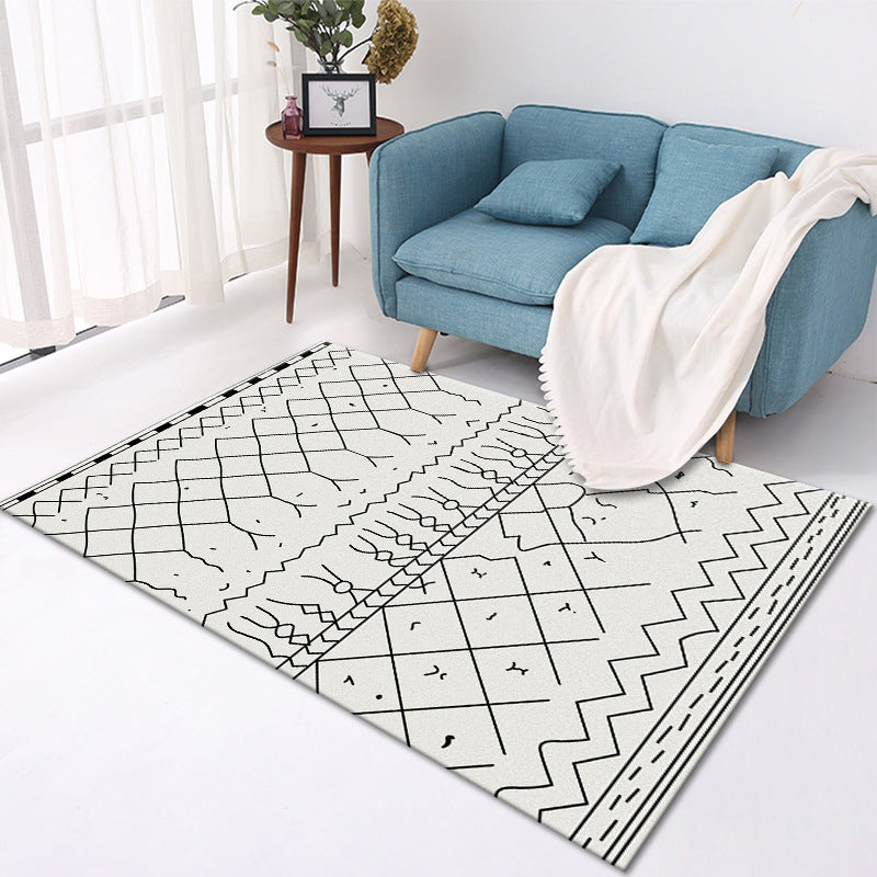 Modern Geometric Area Rug – Soft Living Room Carpet Decor