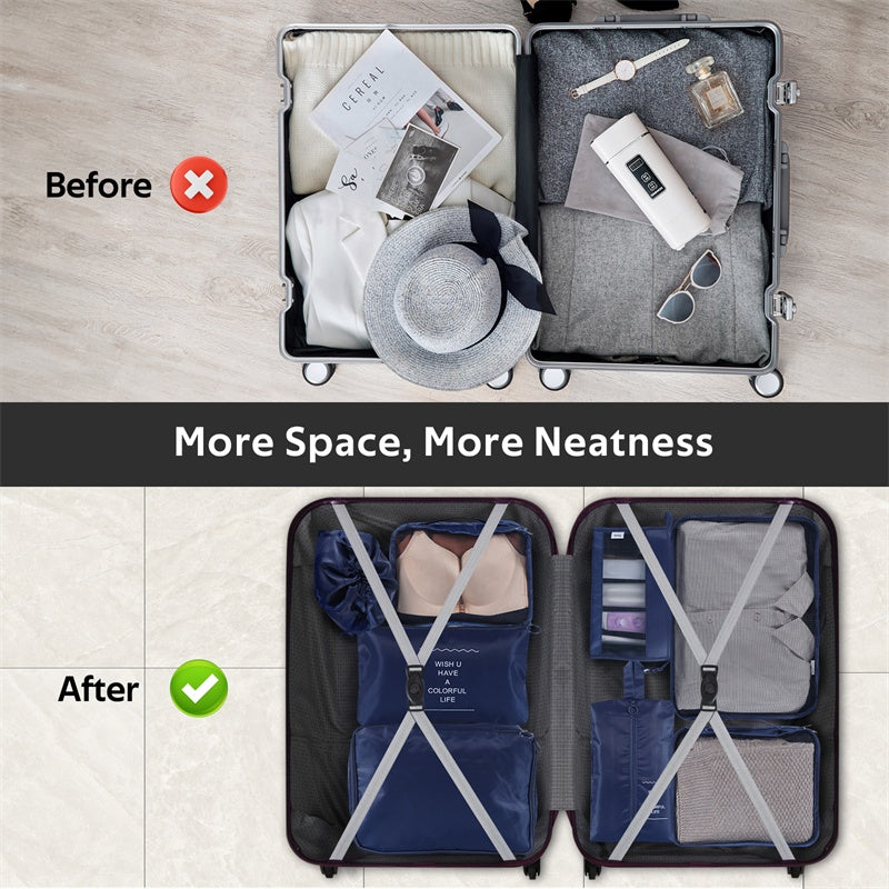 Travel Packing Cubes Organizer Set – Waterproof Clothes Storage Bags