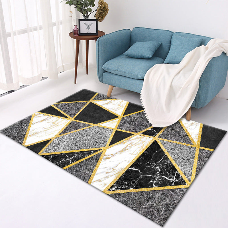 Modern Geometric Area Rug – Soft Living Room Carpet Decor