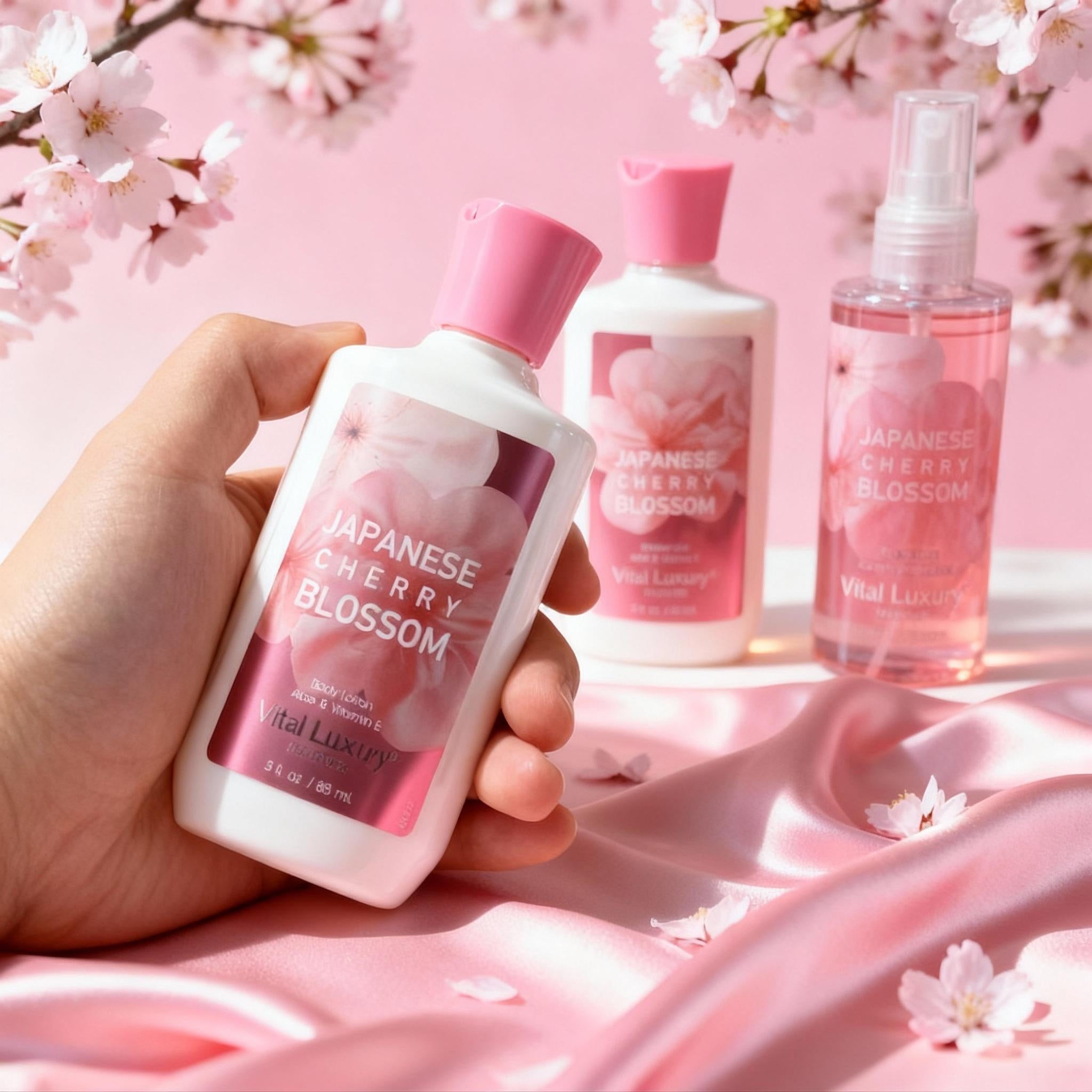 Cherry Blossom Spa Gift Set for Women – Shower Gel, Lotion & Body Mist