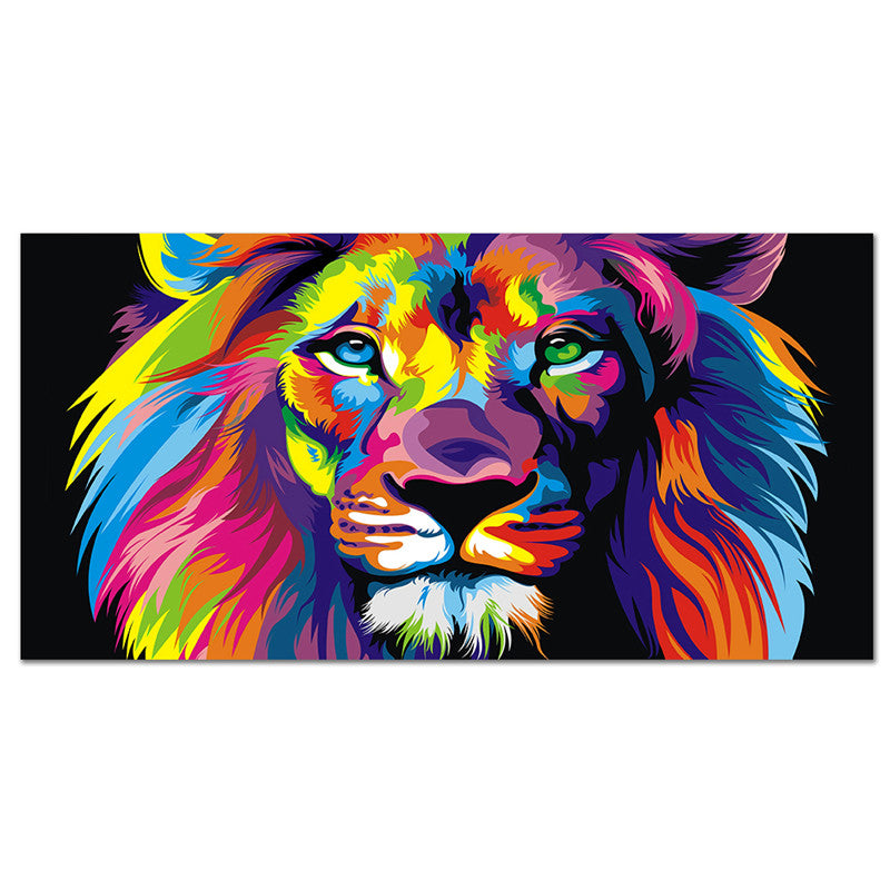 Colorful Lion Canvas Wall Art – Modern Animal Poster for Living Room Decor