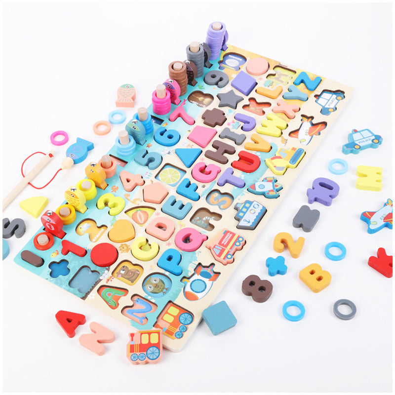 Montessori Alphabet & Number Learning Board – Wooden Educational Puzzle Toy for Kids