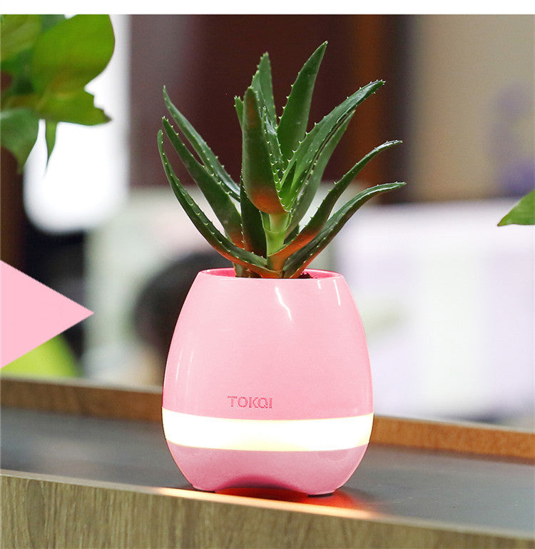 Plant Pot Bluetooth Speaker – Touch Sensor Music Flower Pot with LED Light