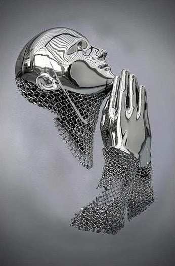 Abstract Metal Body Canvas Wall Art – Modern Sculpture Poster for Home Decor