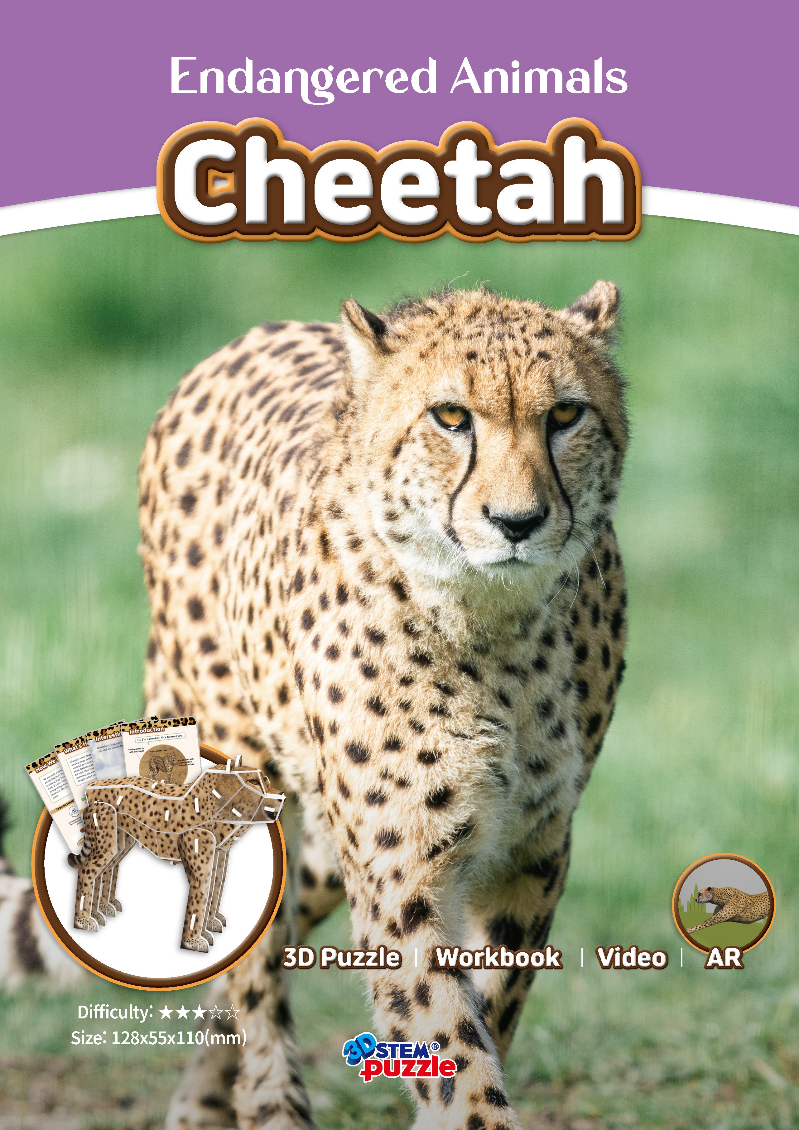 Cheetah 3D STEM Puzzle for Kids – Endangered Animals Educational Kit