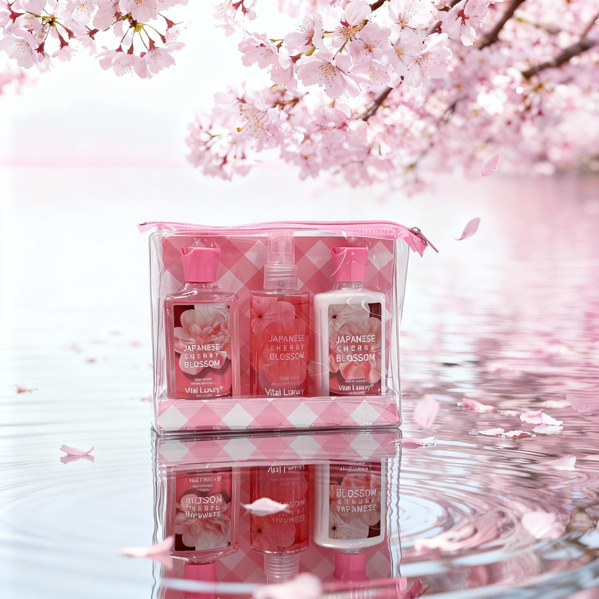 Cherry Blossom Spa Gift Set for Women – Shower Gel, Lotion & Body Mist
