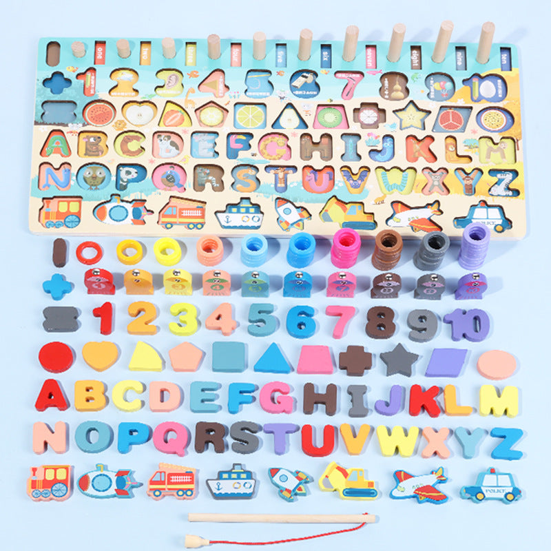 Montessori Alphabet & Number Learning Board – Wooden Educational Puzzle Toy for Kids