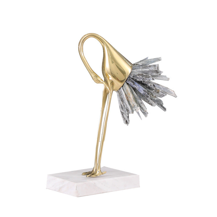 Luxury Crystal Crane Statue – Modern Bird Sculpture Home Decor