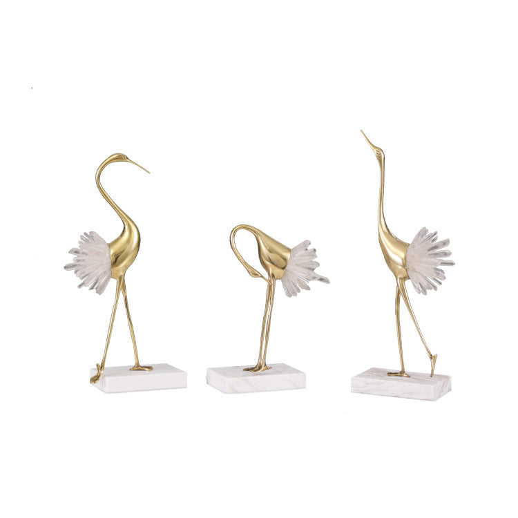 Luxury Crystal Crane Statue – Modern Bird Sculpture Home Decor