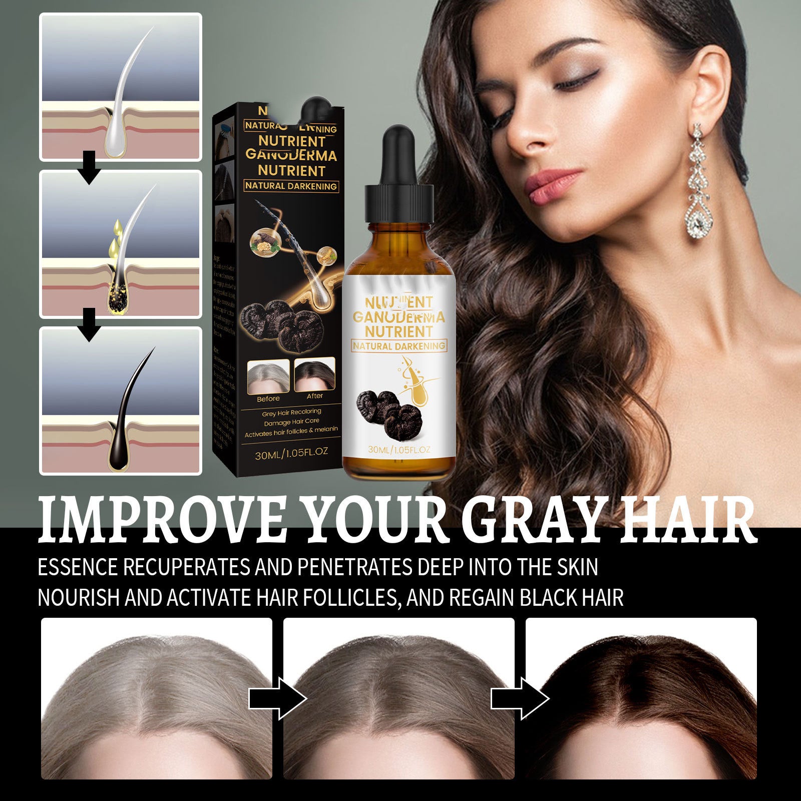 Ganoderma Hair Repair Serum – Natural Darkening & Hair Care Treatment