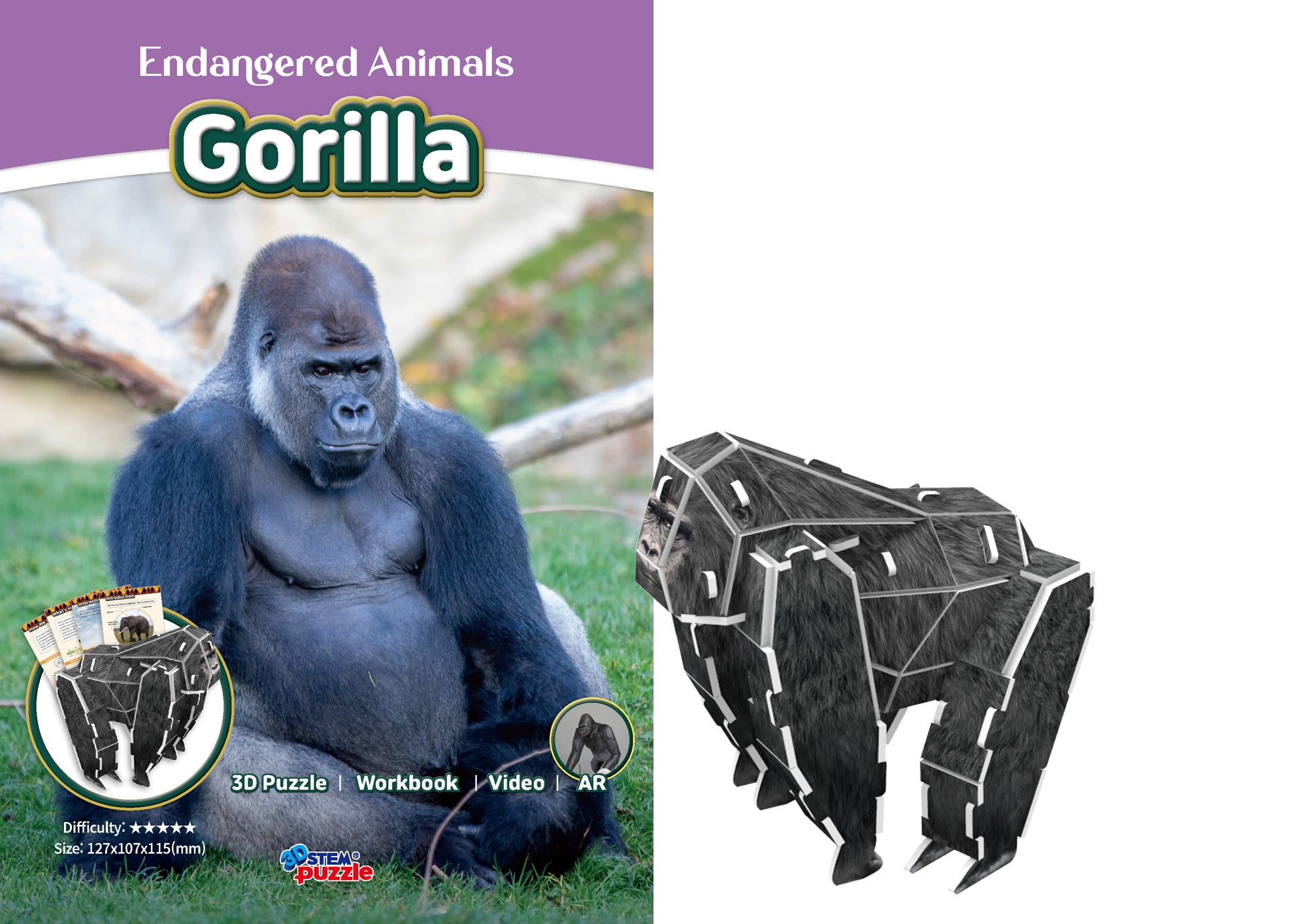Gorilla 3D STEM Puzzle for Kids – Educational Animal Kit with AR