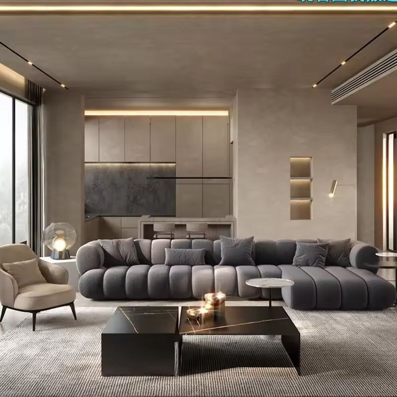 Modern L-Shape Velvet Sectional Sofa – Nordic Living Room Modular Couch
