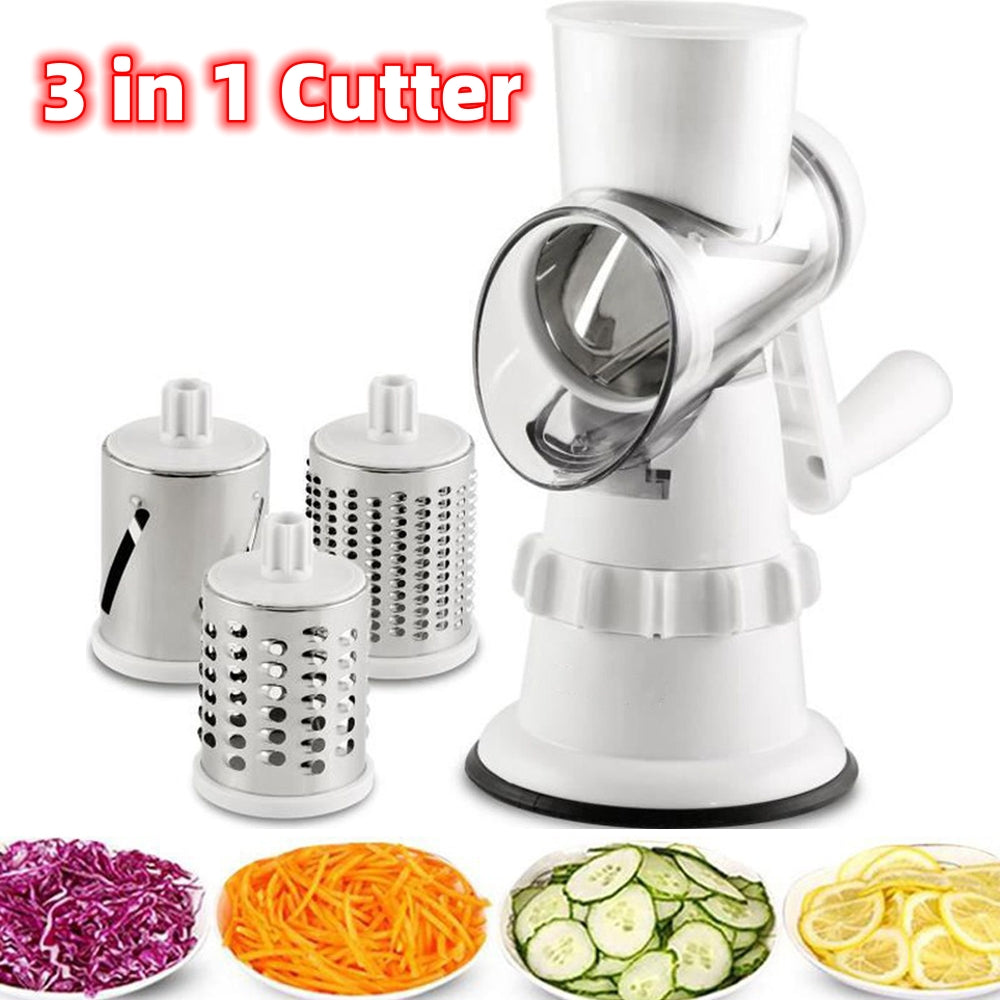 3-in-1 Vegetable Slicer & Mandoline – Manual Vegetable Chopper Kitchen Gadget