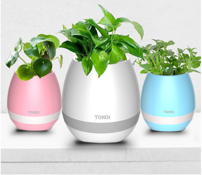 Plant Pot Bluetooth Speaker – Touch Sensor Music Flower Pot with LED Light