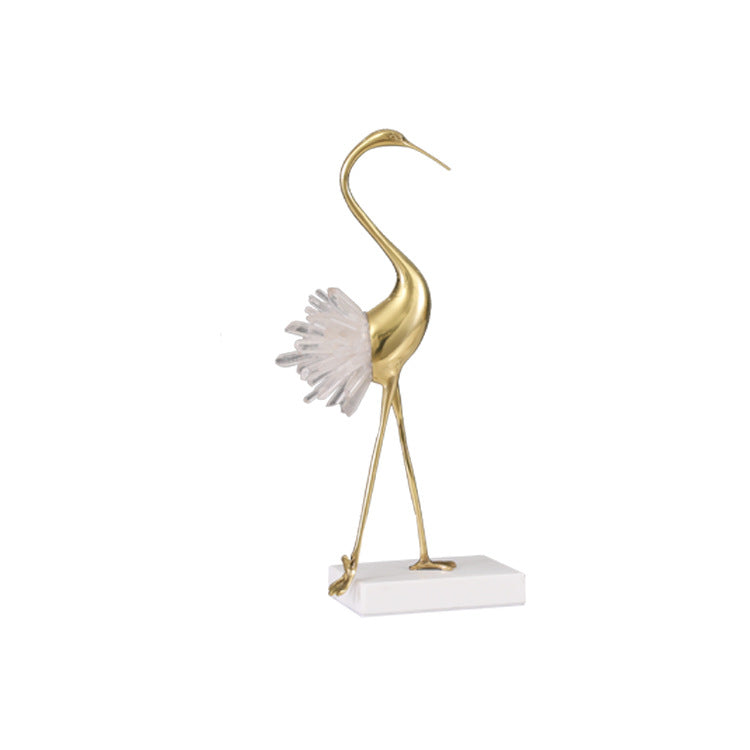 Luxury Crystal Crane Statue – Modern Bird Sculpture Home Decor