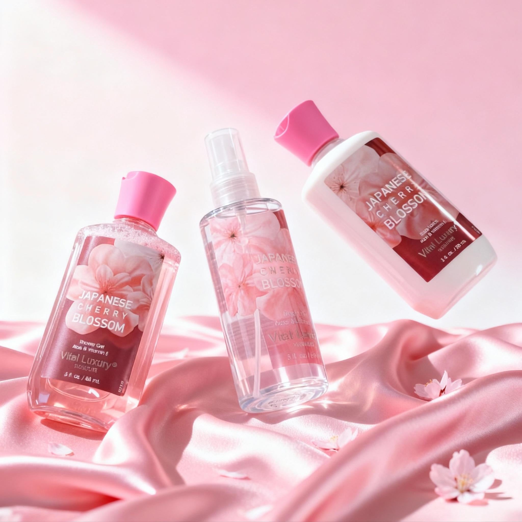 Cherry Blossom Spa Gift Set for Women – Shower Gel, Lotion & Body Mist