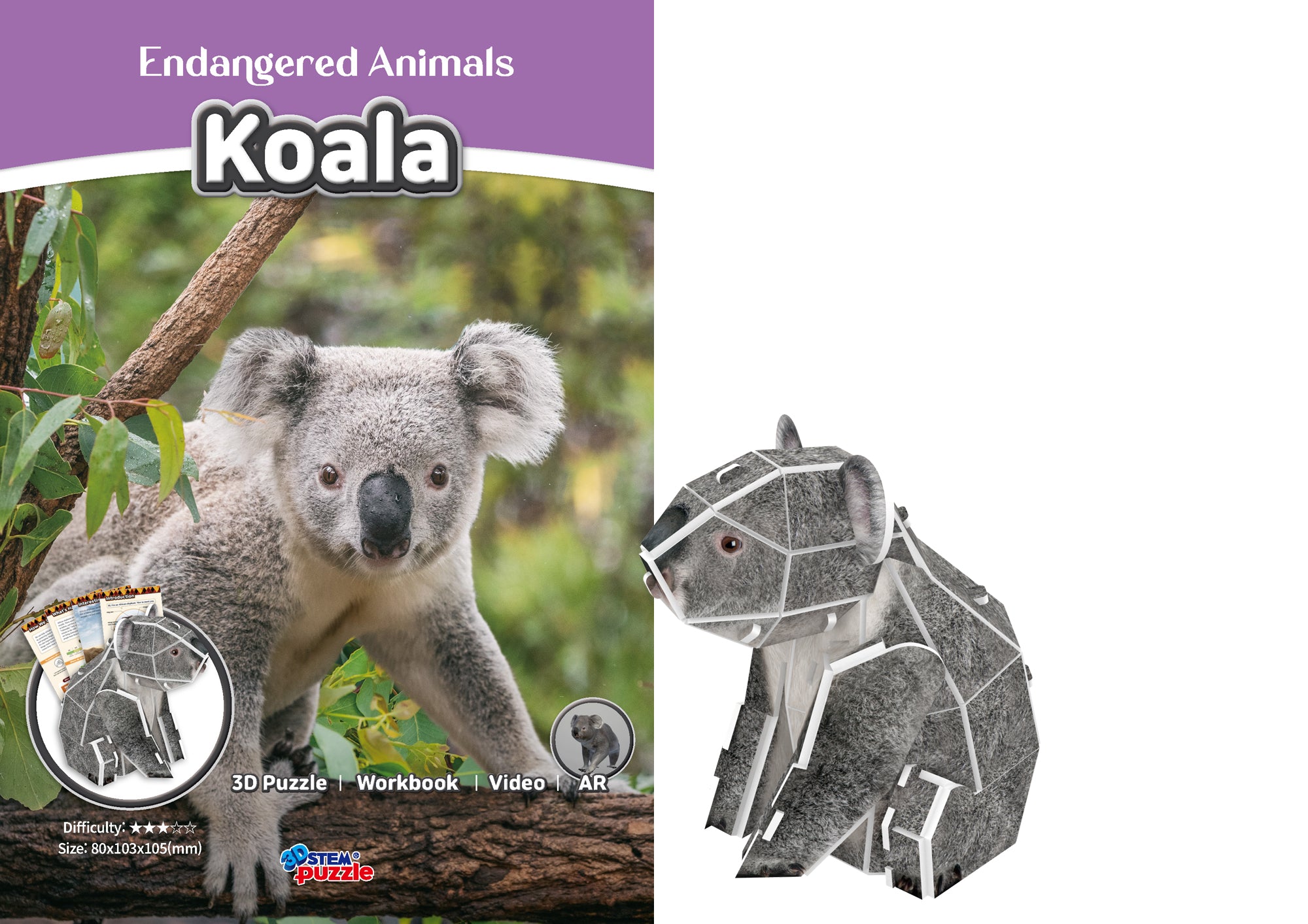 Koala 3D STEM Puzzle for Kids – Educational Animal Kit with AR