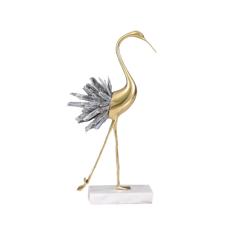 Luxury Crystal Crane Statue – Modern Bird Sculpture Home Decor
