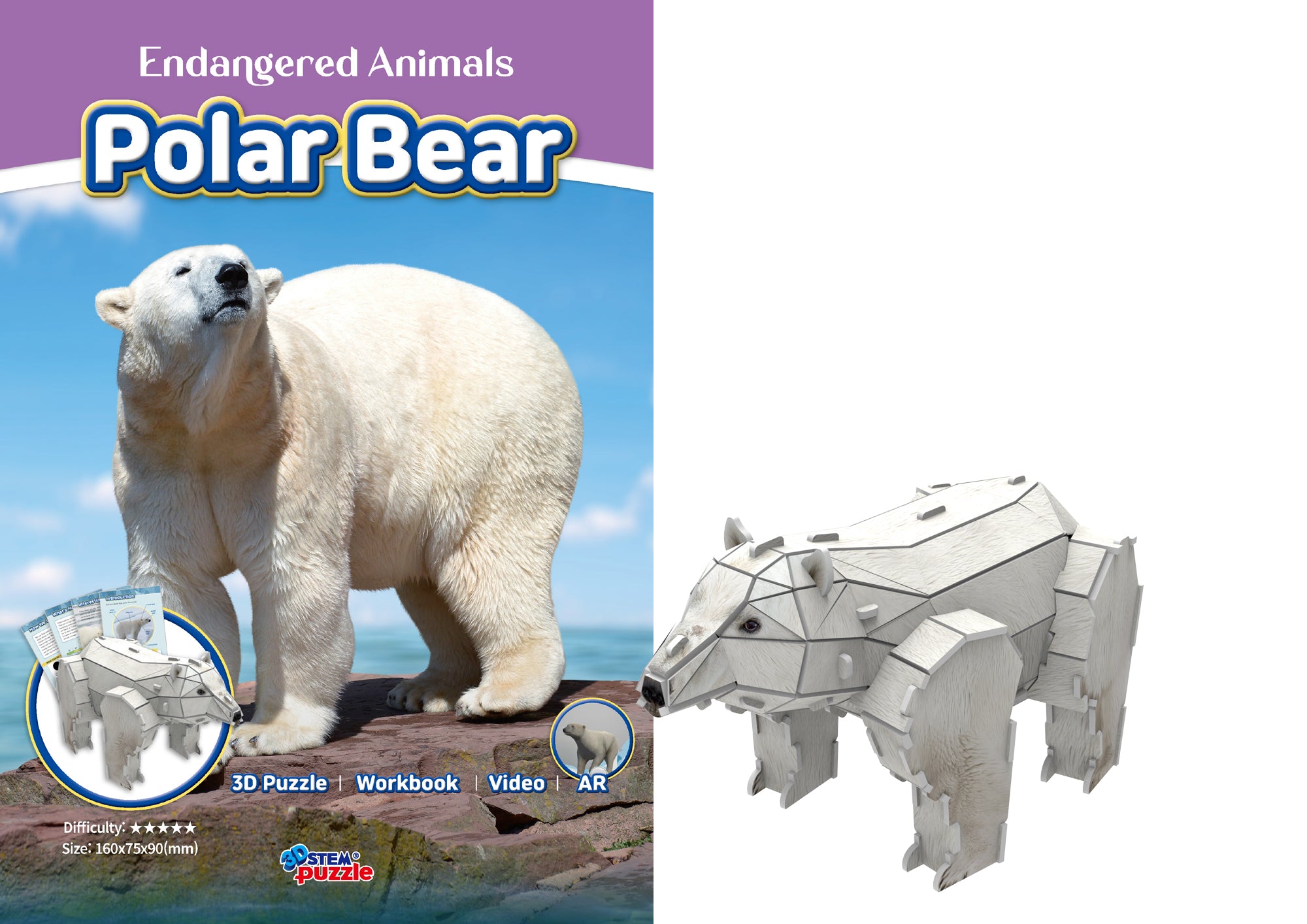 Polar Bear 3D STEM Puzzle for Kids – Educational Animal Kit with AR