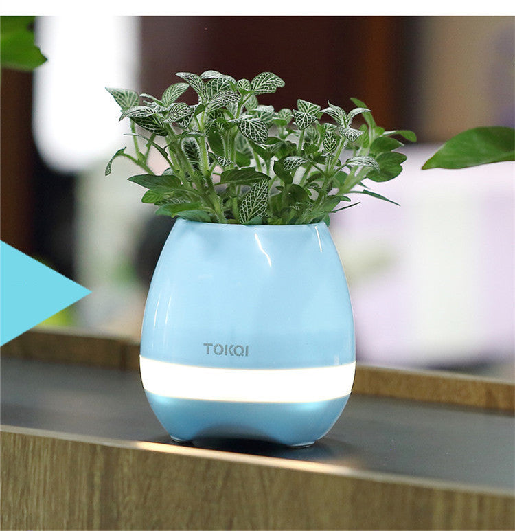 Plant Pot Bluetooth Speaker – Touch Sensor Music Flower Pot with LED Light