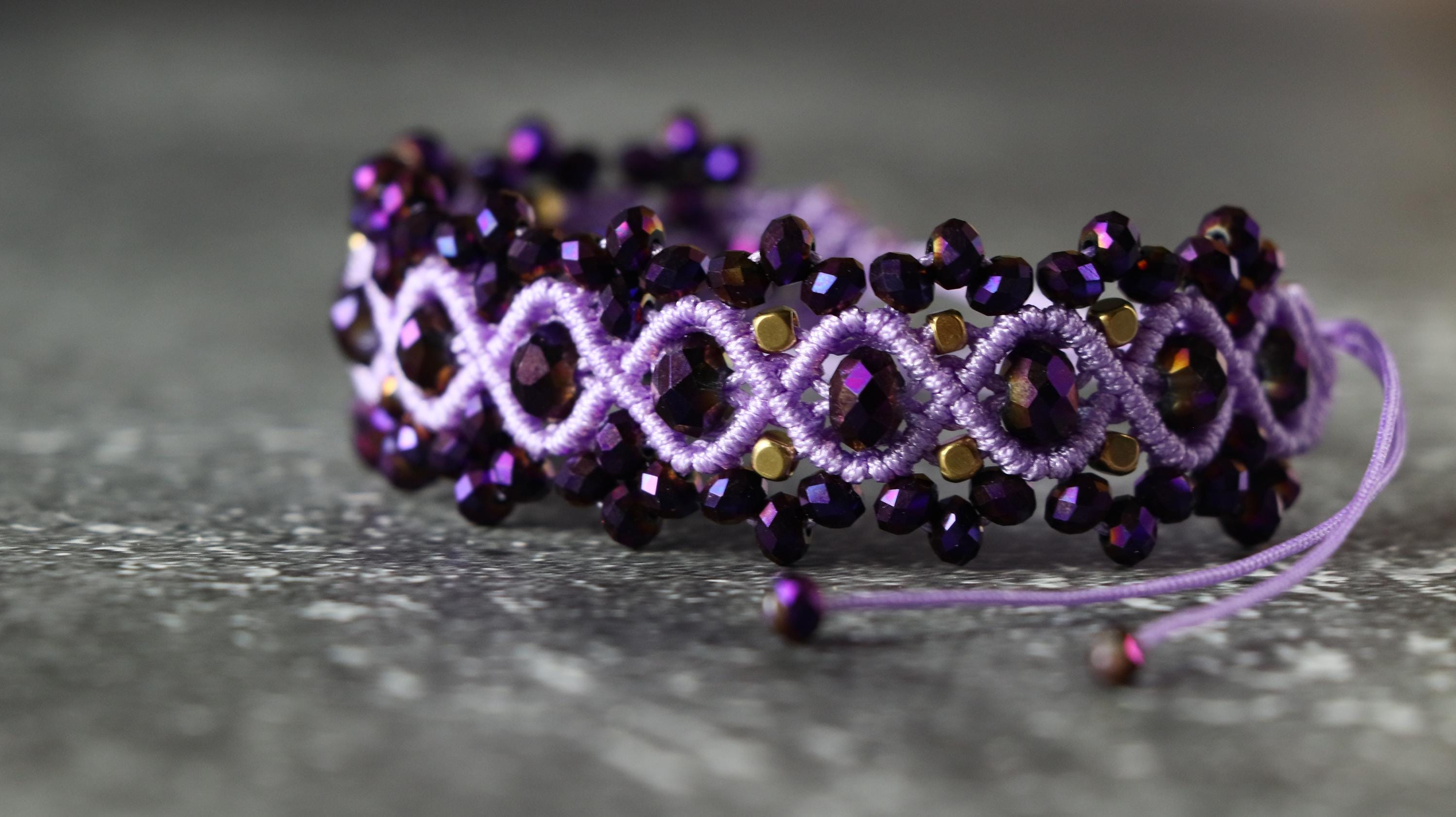 Adjustable Purple Macrame Bracelet for Women