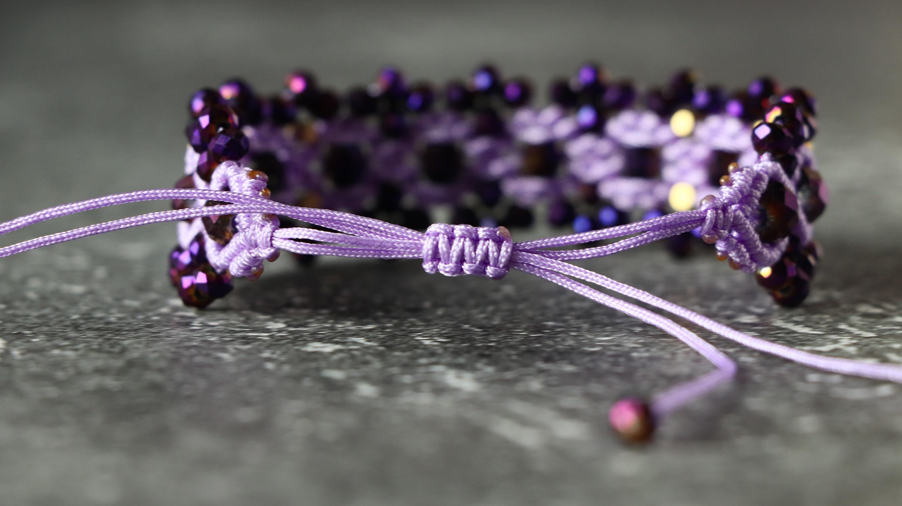 Adjustable Purple Macrame Bracelet for Women