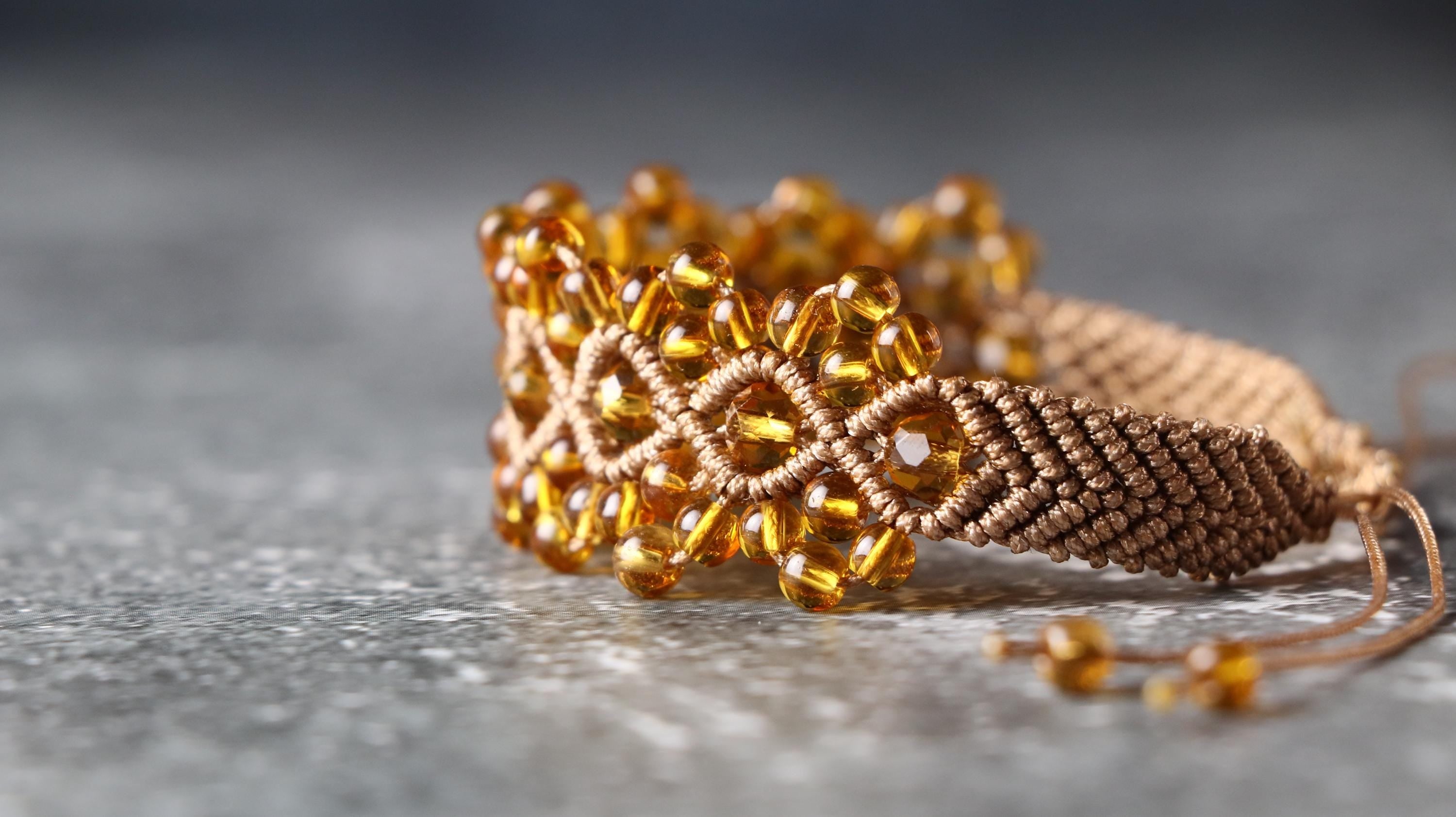 Adjustable Yellow Macrame Bracelet for Women