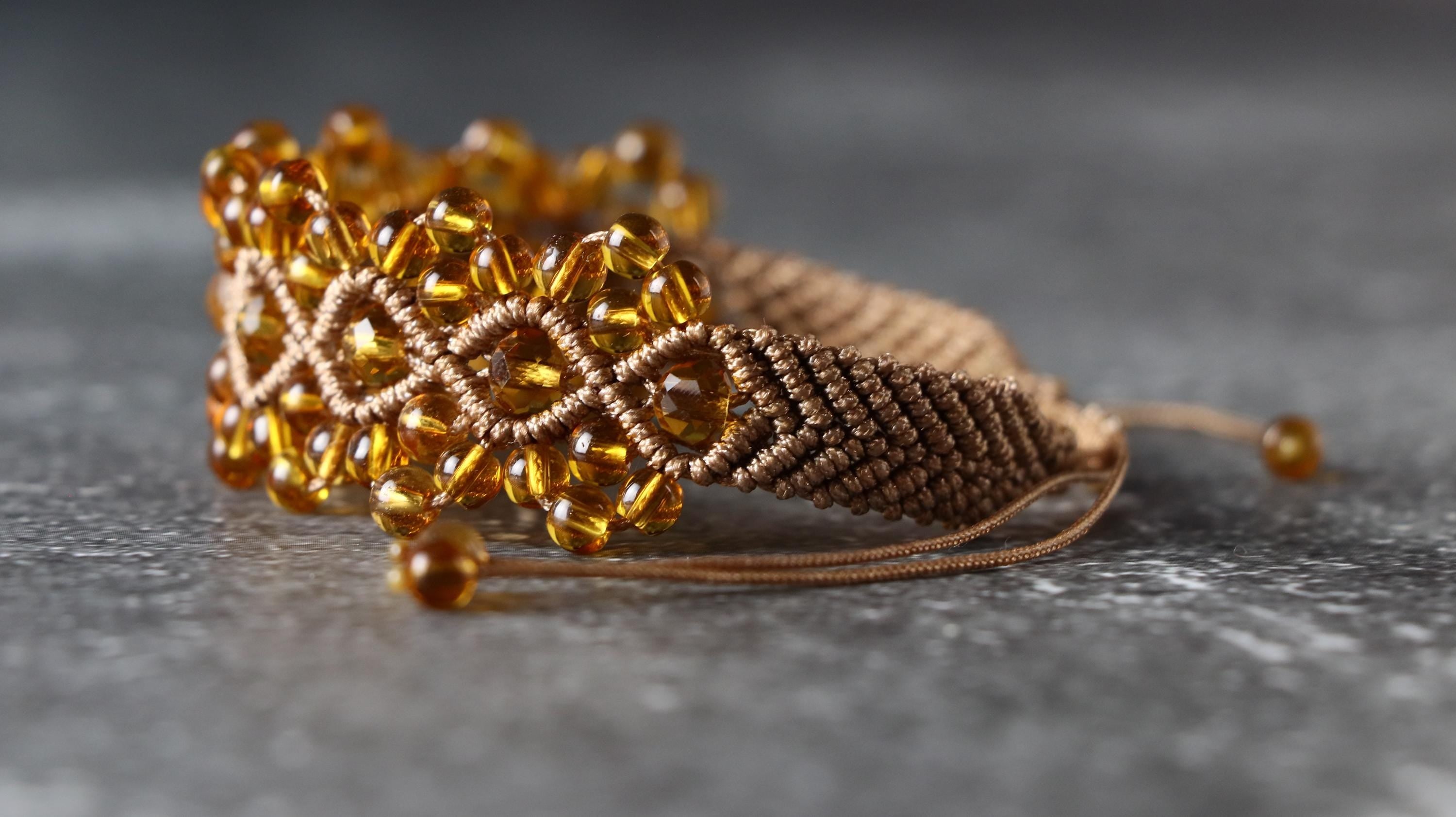 Adjustable Yellow Macrame Bracelet for Women