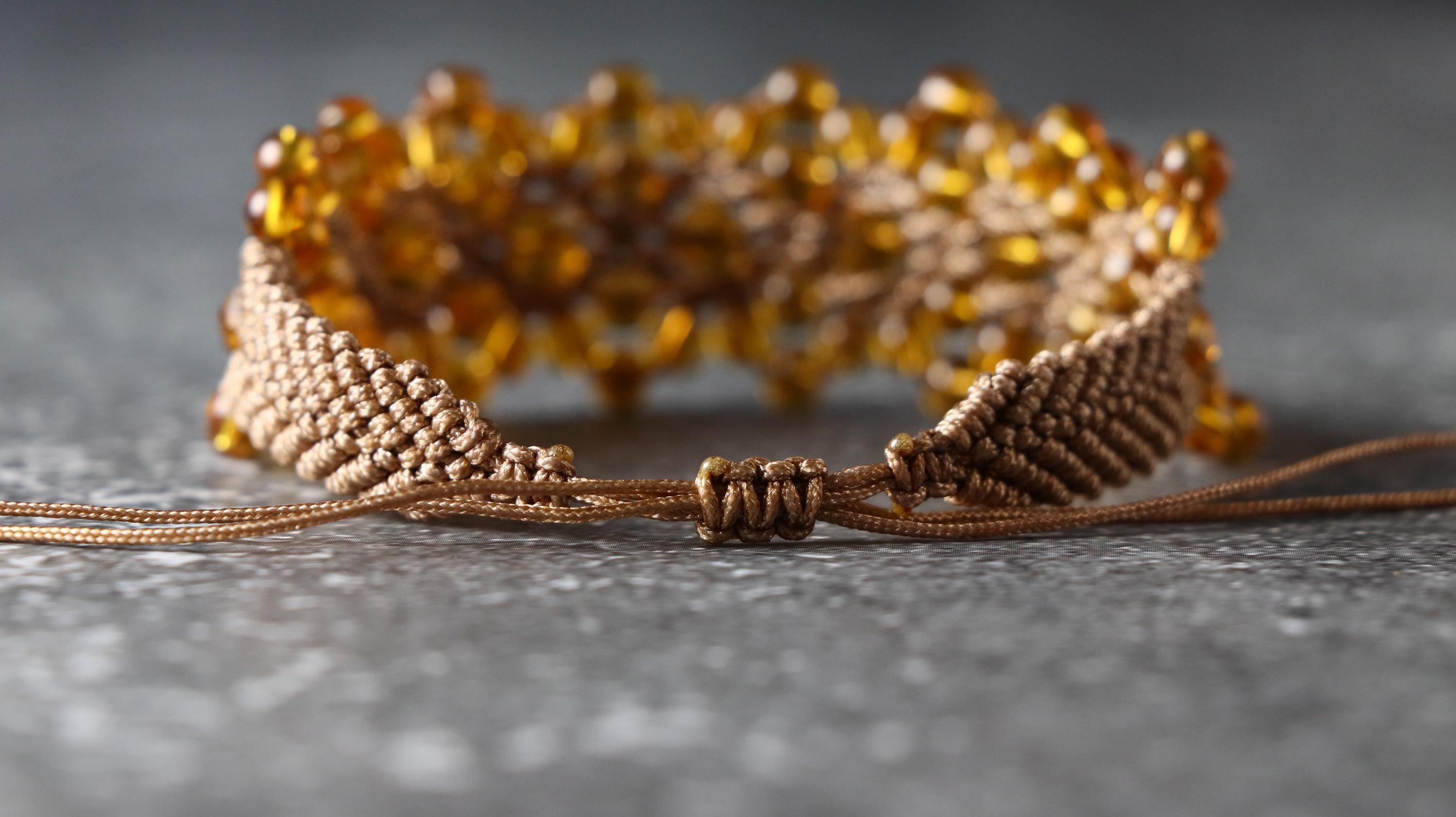 Adjustable Yellow Macrame Bracelet for Women
