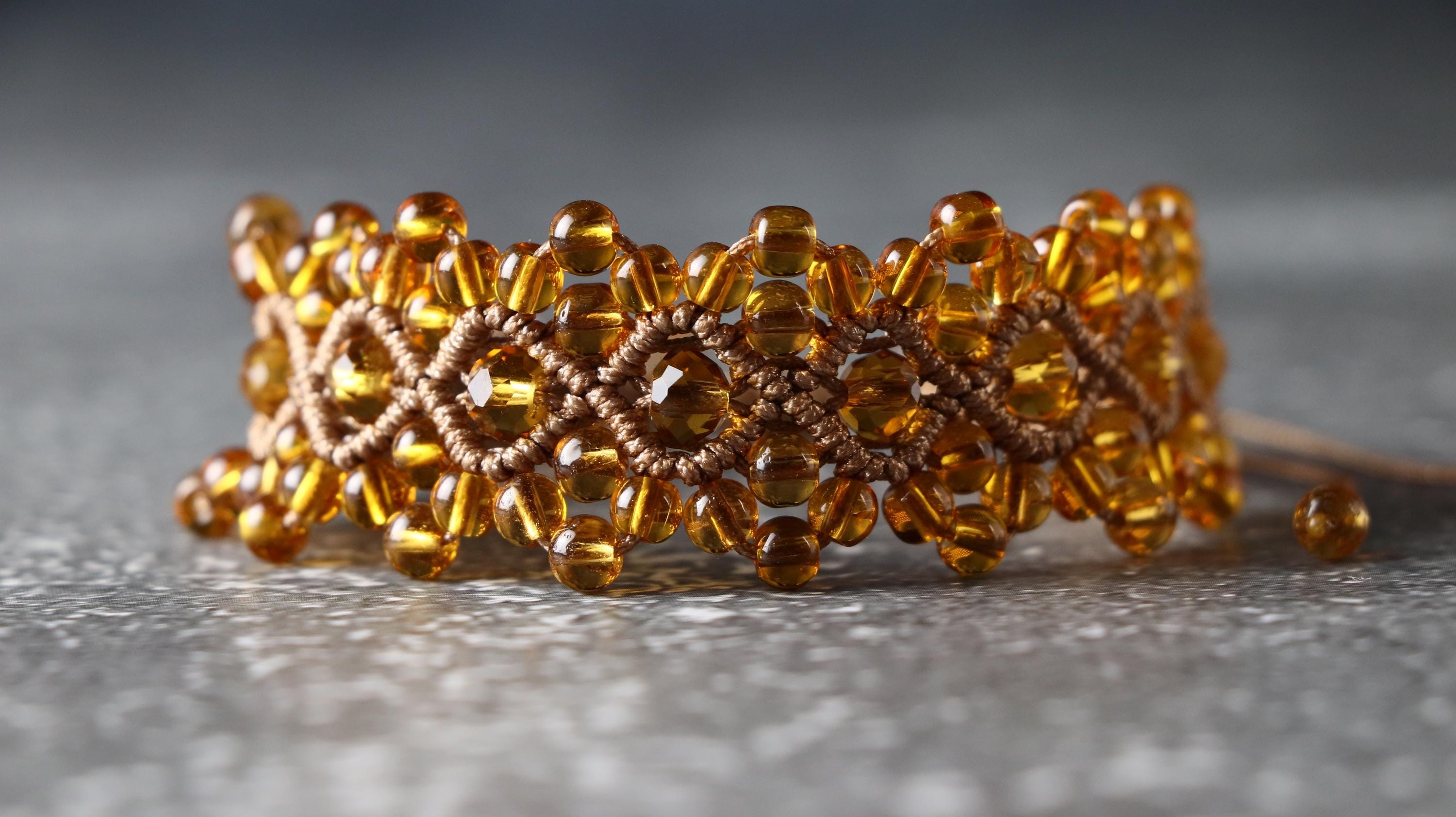 Adjustable Yellow Macrame Bracelet for Women