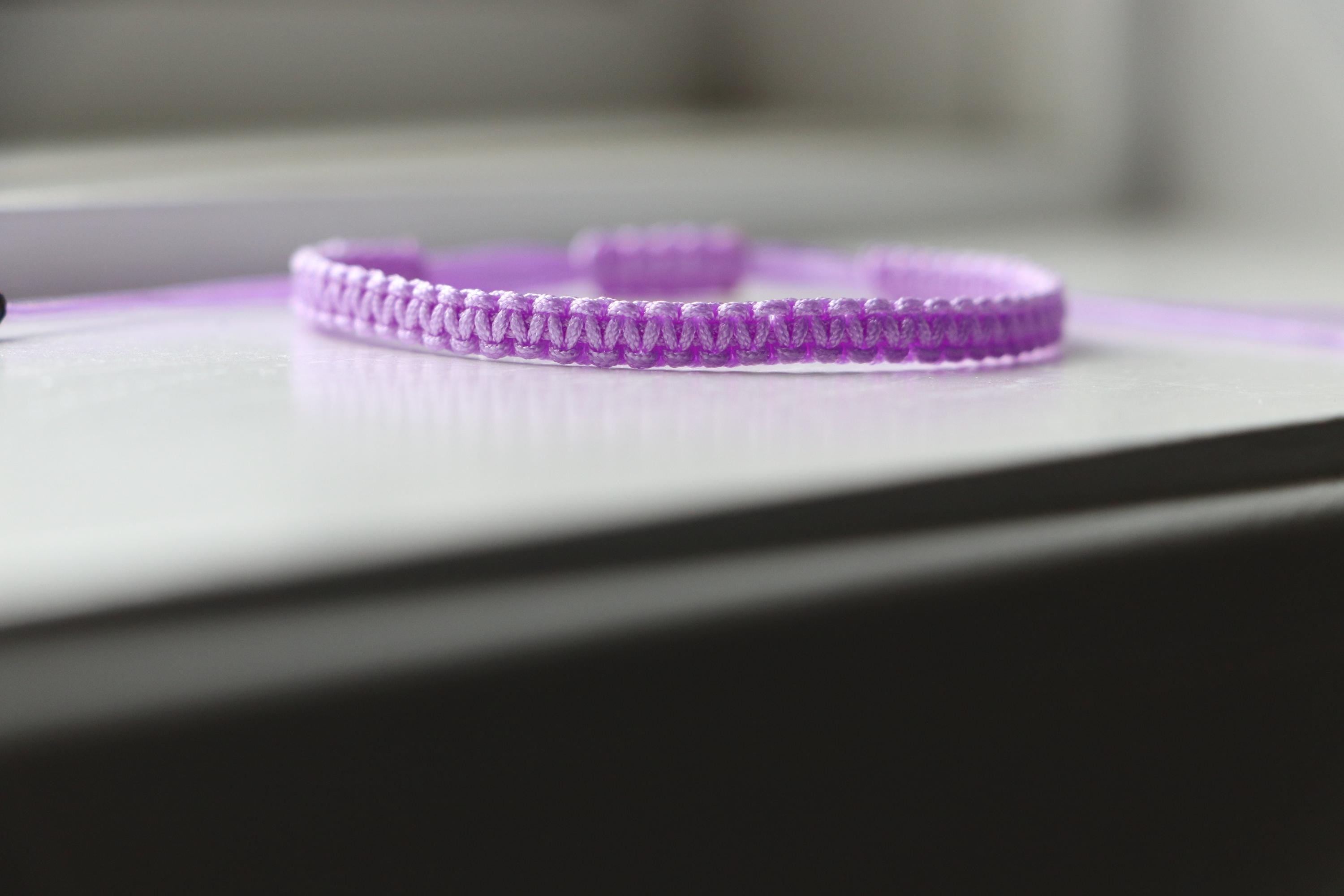 Black Crystal Wrap Bracelet Set – Handmade with Lilac Macrame Accent, Elegant Beaded Duo