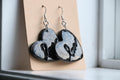 Black Glitter Heart Earrings