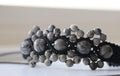 Black Macramé Bracelet with Gray Beads