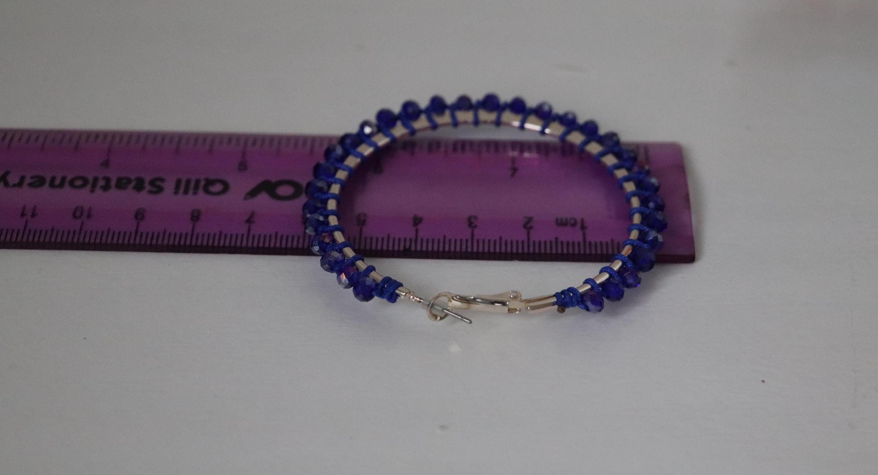 Blue Crystal Beaded Hoop Earrings