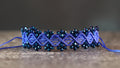 Blue Macrame Bracelet for Women with Dark Blue Crystal Beads