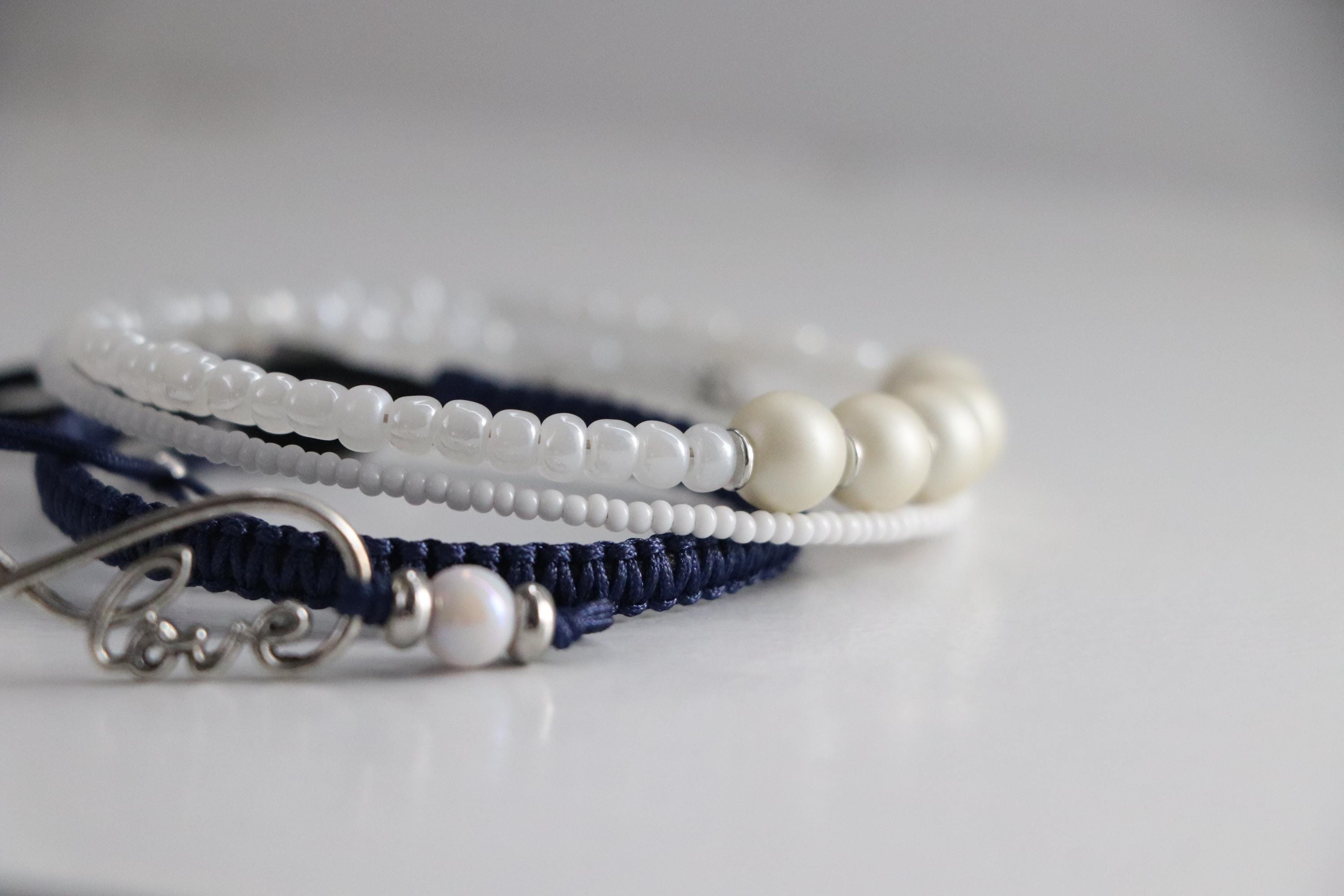 Blue & White Love Triple Unisex Bracelet 011